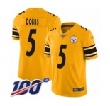 Men's Pittsburgh Steelers #5 Joshua Dobbs Limited Gold Inverted Legend 100th Season Football Jersey