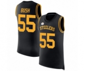 Men's Pittsburgh Steelers #55 Devin Bush Black Rush Player Name & Number Tank Top Football Jersey