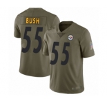 Men's Pittsburgh Steelers #55 Devin Bush Limited Olive 2017 Salute to Service Football Jersey