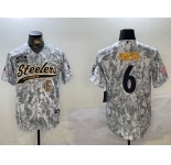 Men's Pittsburgh Steelers #6 Patrick Queen Arctic Camo 2024 Salute to Service Stitched Baseball Jerseys