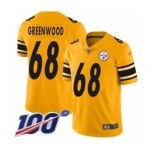 Men's Pittsburgh Steelers #68 L.C. Greenwood Limited Gold Inverted Legend 100th Season Football Jersey