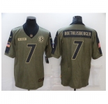 Men's Pittsburgh Steelers #7 Ben Roethlisberger Nike Olive 2021 Salute To Service Limited Player Jersey