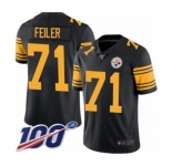 Men's Pittsburgh Steelers #71 Matt Feiler Limited Black Rush Vapor Untouchable 100th Season Football Jersey