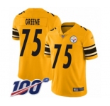 Men's Pittsburgh Steelers #75 Joe Greene Limited Gold Inverted Legend 100th Season Football Jersey