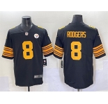 Men's Pittsburgh Steelers #8 Aaron Rodgers Black 2025 Color Rush Vapor Limited Stitched Football Jersey