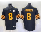 Men's Pittsburgh Steelers #8 Aaron Rodgers Black 2025 Color Rush Vapor Limited Stitched Football Jersey