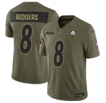 Men's Pittsburgh Steelers #8 Aaron Rodgers Olive 2025 F.U.S.E. Salute to Service Limited Football Stitched Jersey