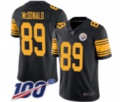 Men's Pittsburgh Steelers #89 Vance McDonald Limited Black Rush Vapor Untouchable 100th Season Football Jersey