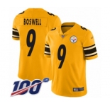 Men's Pittsburgh Steelers #9 Chris Boswell Limited Gold Inverted Legend 100th Season Football Jersey