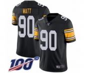 Men's Pittsburgh Steelers #90 T. J. Watt Black Alternate Vapor Untouchable Limited Player 100th Season Football Jersey