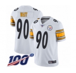 Men's Pittsburgh Steelers #90 T. J. Watt White Vapor Untouchable Limited Player 100th Season Football Jersey