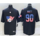 Men's Pittsburgh Steelers #90 TJ Watt 2022 USA Map Fashion Black Color Rush Stitched Nike Limited Jersey