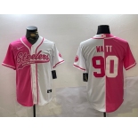 Men's Pittsburgh Steelers #90 T.J. Watt 2024 Arctic Red White Salute To Service Stitched Baseball Jersey