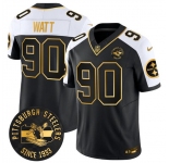 Men's Pittsburgh Steelers #90 T.J. Watt Black Gold Alternate F.U.S.E. Throwback 1933 Patch Vapor Untouchable Limited Football Stitched Jersey