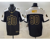 Men's Pittsburgh Steelers #90 T.J. Watt Black White F.U.S.E. Vapor Untouchable Limited Football Stitched Jersey