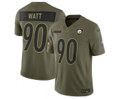 Men's Pittsburgh Steelers #90 T.J. Watt Olive 2025 Salute to Service Limited Football Stitched Jersey