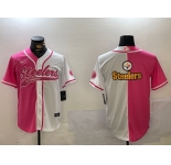 Men's Pittsburgh Steelers Big Logo 2024 Arctic Red White Salute To Service Stitched Baseball Jersey