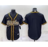 Men's Pittsburgh Steelers Blank Black With Patch Cool Base Stitched Baseball Jersey
