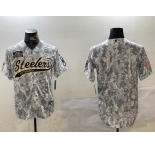 Men's Pittsburgh Steelers Team Logo 2024 Arctic Camo Salute to Service Stitched Baseball Jersey