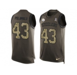 Nike Pittsburgh Steelers #43 Troy Polamalu Green Men's Stitched NFL Limited Salute To Service Tank Top Jersey