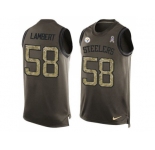 Nike Pittsburgh Steelers #58 Jack Lambert Green Men's Stitched NFL Limited Salute To Service Tank Top Jersey