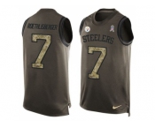 Nike Pittsburgh Steelers #7 Ben Roethlisberger Green Men's Stitched NFL Limited Salute To Service Tank Top Jersey