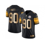Nike Pittsburgh Steelers #90 T. J. Watt Black Men Stitched NFL Limited Gold Rush Jersey