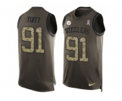 Nike Pittsburgh Steelers #91 Stephon Tuitt Green Men's Stitched NFL Limited Salute To Service Tank Top Jersey