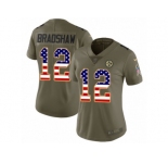 Women Nike Pittsburgh Steelers #12 Terry Bradshaw Limited Olive USA Flag 2017 Salute to Service NFL Jersey