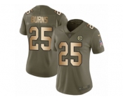 Women Nike Pittsburgh Steelers #25 Artie Burns Limited Olive Gold 2017 Salute to Service NFL Jersey