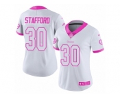 Women Nike Pittsburgh Steelers #30 Daimion Stafford Limited White Pink Rush Fashion NFL Jersey