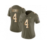 Women Nike Pittsburgh Steelers #4 Jordan Berry Limited Olive Gold 2017 Salute to Service NFL Jersey