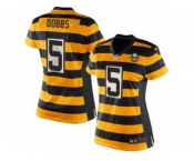 Women Nike Pittsburgh Steelers #5 Joshua Dobbs Limited Yellow Black Alternate 80TH Anniversary Throwback NFL Jersey