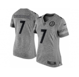 Women Nike Steelers #7 Ben Roethlisberger Gray Stitched NFL Limited Gridiron Gray Jersey