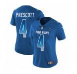 Women's Dallas Cowboys #4 Dak Prescott Limited Royal Blue NFC 2019 Pro Bowl Football Jersey