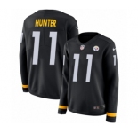 Women's Nike Pittsburgh Steelers #11 Justin Hunter Limited Black Therma Long Sleeve NFL Jersey