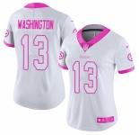 Women's Nike Pittsburgh Steelers #13 James Washington Limited White Pink Rush Fashion NFL Jersey