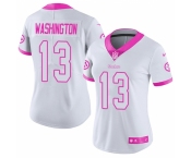 Women's Nike Pittsburgh Steelers #13 James Washington Limited White Pink Rush Fashion NFL Jersey