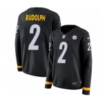 Women's Nike Pittsburgh Steelers #2 Mason Rudolph Limited Black Therma Long Sleeve NFL Jersey