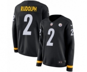 Women's Nike Pittsburgh Steelers #2 Mason Rudolph Limited Black Therma Long Sleeve NFL Jersey