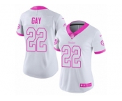 Women's Nike Pittsburgh Steelers #22 William Gay Limited White Pink Rush Fashion NFL Jersey