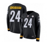 Women's Nike Pittsburgh Steelers #24 Coty Sensabaugh Limited Black Therma Long Sleeve NFL Jersey
