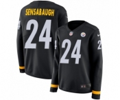 Women's Nike Pittsburgh Steelers #24 Coty Sensabaugh Limited Black Therma Long Sleeve NFL Jersey