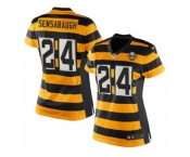 Women's Nike Pittsburgh Steelers #24 Coty Sensabaugh Limited Yellow Black Alternate 80TH Anniversary Throwback NFL