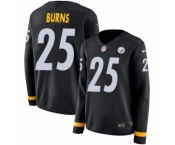 Women's Nike Pittsburgh Steelers #25 Artie Burns Limited Black Therma Long Sleeve NFL Jersey