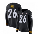 Women's Nike Pittsburgh Steelers #26 Le'Veon Bell Limited Black Therma Long Sleeve NFL Jersey