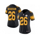 Women's Nike Pittsburgh Steelers #26 Rod Woodson Limited Black Rush NFL Jersey