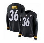 Women's Nike Pittsburgh Steelers #36 Jerome Bettis Limited Black Therma Long Sleeve NFL Jersey