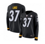 Women's Nike Pittsburgh Steelers #37 Carnell Lake Limited Black Therma Long Sleeve NFL Jersey