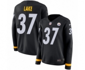 Women's Nike Pittsburgh Steelers #37 Carnell Lake Limited Black Therma Long Sleeve NFL Jersey